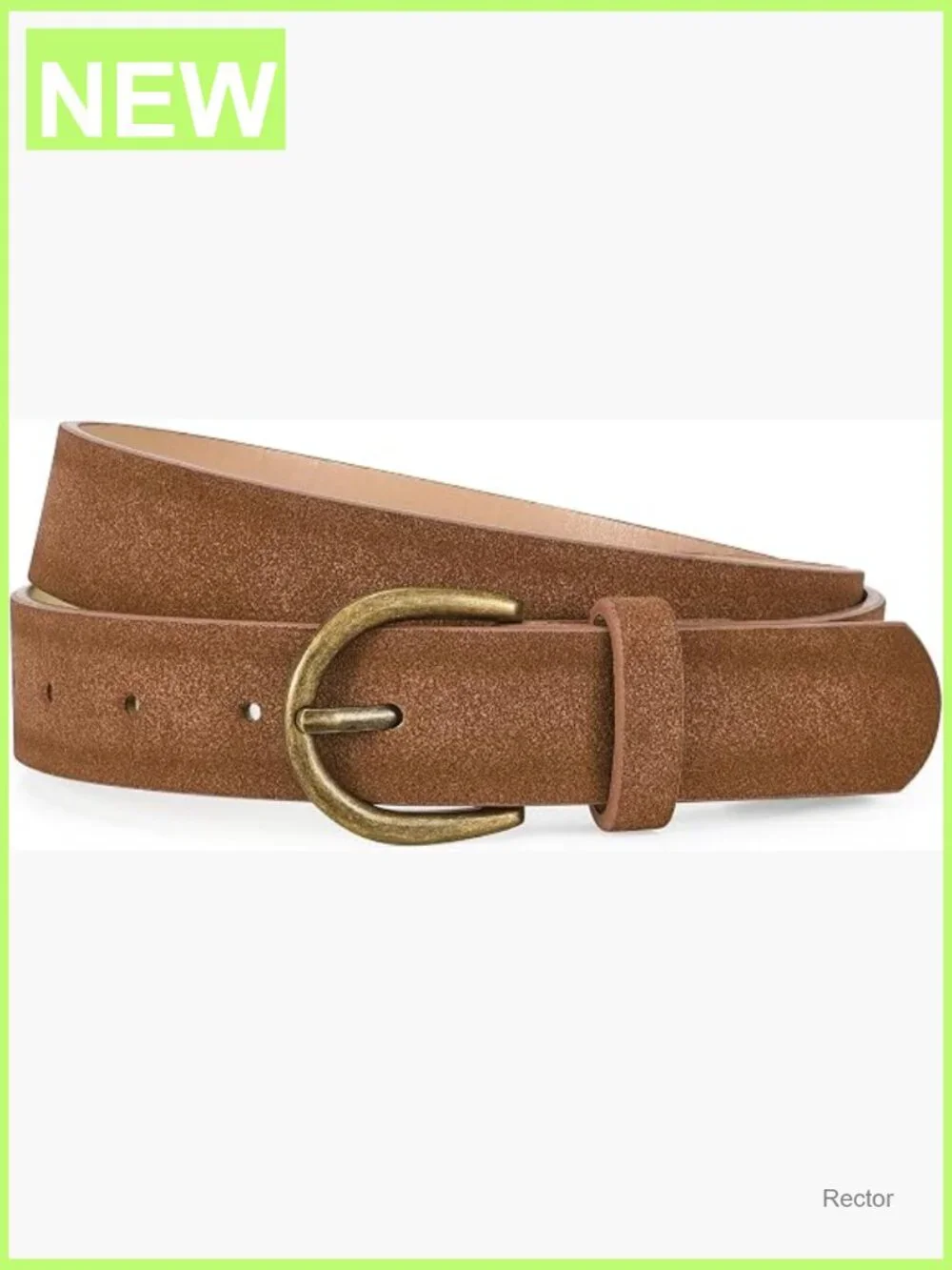 Vintage Suede Leather Belt with Bronze Buckle Adjustable